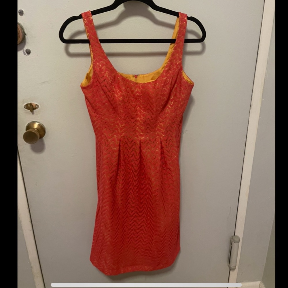 Gorgeous low maintenance orange/tangerine fit and flare dress